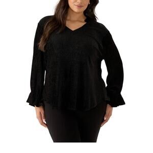 Ruby Rd. Women Black Velvet Berry Glam Blouse 1X